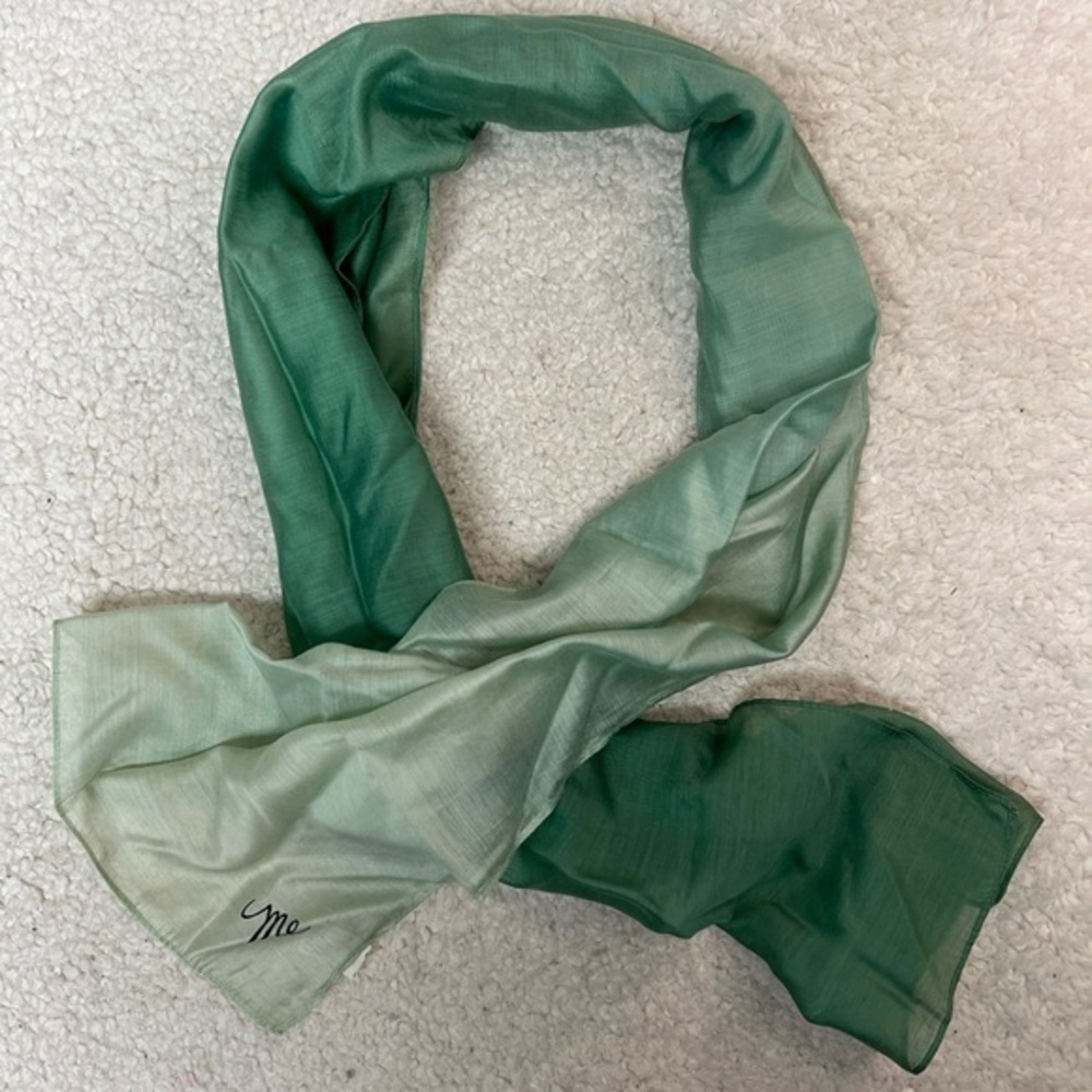 Mr. Emperor Handprints Scarf Co. Rayon Nylon Shades of Green Scarf